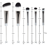 5-Piece DIY Beaded Handle Makeup Brush Set with Angled Eyeshadow, Powder, and Blush Brushes