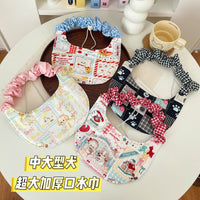 Adjustable Cartoon Pet Bandana Bib for Medium to Large Dogs, Thick Drool Scarf