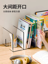 Acrylic Desktop Bookends and Organizer for Students and Office