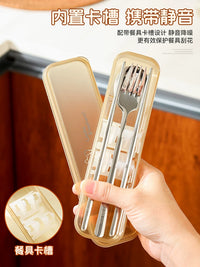 Portable 316L Stainless Steel Chopsticks Spoon Fork Cutlery Set with Storage Case