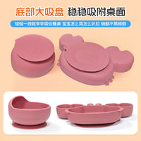 Kids Silicone Dinnerware Set Crab Plate Baby Feeding Bowl Spoon Fork Bib