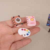 Miniature Dollhouse Easel Oil Painting Palette Book Model Christmas Decor