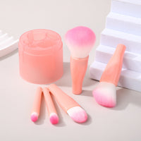 5-Piece Ultra-Soft Makeup Brush Set with Travel Tube for Powder, Contour, and Eyeshadow