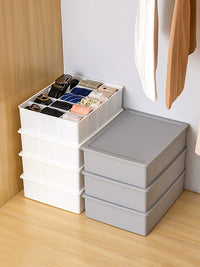 Mipaidi Drawer Organizer with Lid for Underwear, Socks, Ties, and Belts - Dividable Storage Box