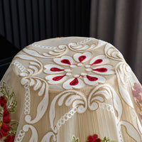 European Style Embroidered Peony Dust Cover for Home Appliances