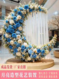 Moon Arch Wedding Prop with Artificial Flowers for Proposal Background and Event Decor