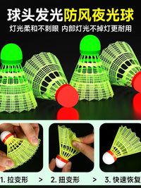 Luminous Badminton Shuttlecocks Plastic Windproof Durable Training Outdoor Fluorescent Goose Feather Night Glowing Set