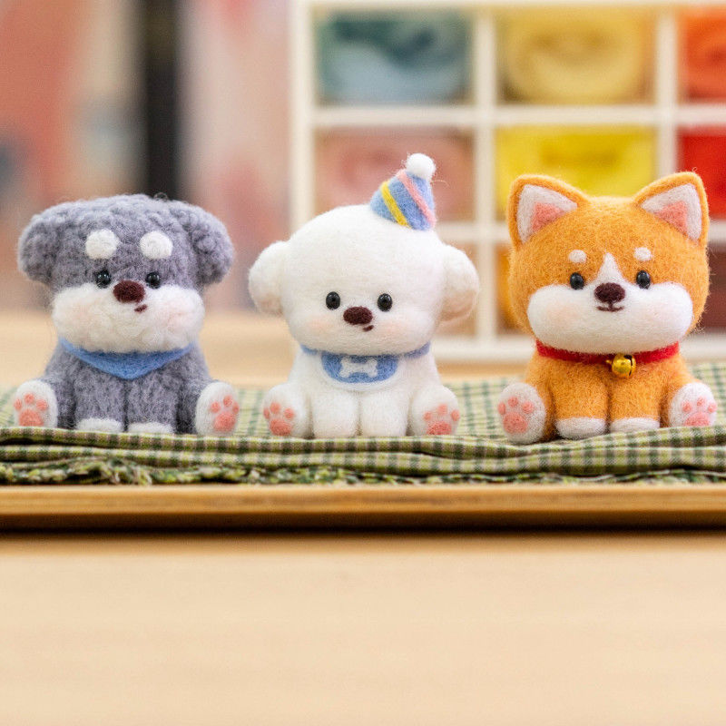 DIY Wool Felt Dog Keychain / Ornament Kit - Bichon Frise & Shiba Inu