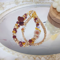 Autumn New Love Heart Crystal Beaded Phone Chain Fashion Keyring Bag Charm