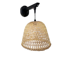 Solar Powered Bamboo Lantern Outdoor Wall Light - Vintage Woven Decorative Lamp for Patio & Garden