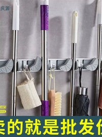 Wall-Mounted Aluminum Alloy Garden Tool Organizer with Hooks for Shovels, Brooms, Hoses, Mops