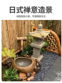 Japanese Garden Stone Basin Bamboo Water Feature Landscape Decor