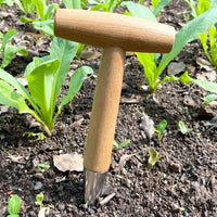 Wooden Handle Garden Dibber for Seeding, Transplanting, and Fertilizing