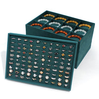 Dark Green Velvet Jewelry Display Tray for Necklaces, Rings, Bracelets, Earrings, and Pendants