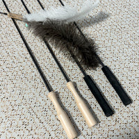 Extra Long Ostrich Feather Cat Teaser Wand with Bell and Silvervine