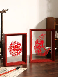 Chinese Style Double-Sided Transparent Photo Frame for Displaying Artwork, Calligraphy, and Specimens