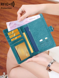 RFID Blocking Passport Holder Travel Wallet with Airplane Pattern