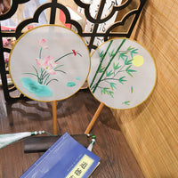 DIY Embroidery Kit for Beginners - Ancient Style Silk Ribbon Hand Fan with Suzhou Embroidery