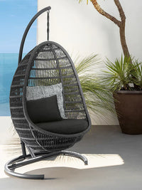 Outdoor Wicker Hanging Basket Swing Chair for Patio Balcony Garden, Leisure Lounge Rocking Chair