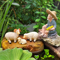 Miniature Sheep & Farmer Figurines for Terrariums & Micro Landscapes