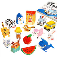 Kids' 3D Origami Craft Book Set with DIY Folding Cardstock for Boys & Girls, Educational Toy