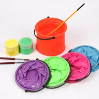 Foldable Art Paint Brush Washing Bucket Plastic Watercolor Pigment Mixing Palette Pen Holder for Kids Painting