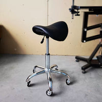 Ergonomic Swivel Saddle Stool for Pet Groomers with Lumbar Support