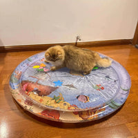 Pet Water Cooling Mat for Cats and Dogs, Scratch-Resistant Inflatable Ice Pad, Ocean World Design