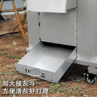 Stainless Steel Outdoor Wood Burning Stove Portable Camping Cooker Teapot Heater