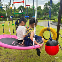 Kids Outdoor Swing Climbing Rope Ladder with Rings for Sensory Training