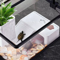Turtle Basking Platform with Integrated Filter and Ramp for Aquarium