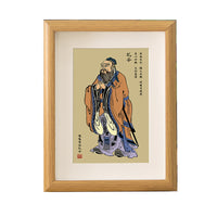 Confucius Portrait Picture Frame for Desk Decor, Inspirational Study Room Ornament