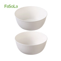 FaSoLa Double-Layer Vegetable Washing Basin, Plastic Fruit Bowl, Kitchen Tableware, Noodle Mixing Bowl, Soup Basin, Drain Basket Set