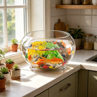 Round Three-Leg Glass Fish Tank Mini Desktop Aquarium for Home Office Decor