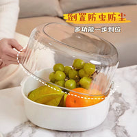Multifunctional PET Drain Basket Set for Kitchen, Double-Layer Vegetable and Fruit Washing Baskets, Transparent