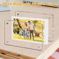 Acrylic Magnetic Photo Frame for Refrigerator, Double-Sided Mini Picture Holder