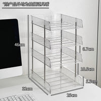 Acrylic Transparent Desk Organizer Shelf with Metal Stand for Books and Files