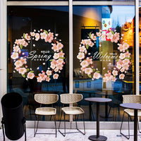 Cherry Blossom Wreath Window Clings for Spring Decor