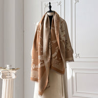 Magpie Branch Double-Sided Faux Cashmere Scarf Shawl for Women, Winter Warm Neck Protection, Artistic Vintage Style