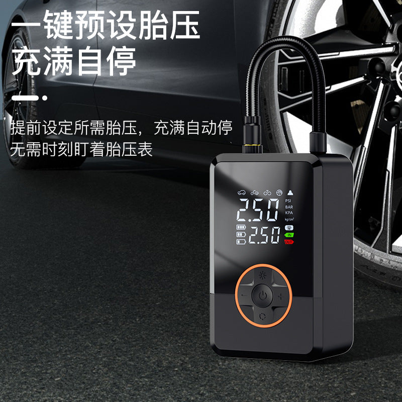 Smart Portable Tire Inflator with Digital Display and LED Light for Car and Outdoor Emergency