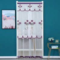 Embroidered Lily Double-Layer Mosquito Net Door Curtain for Bedroom Living Room