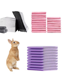 Rabbit Training Pads with Activated Carbon for Odor Control, Super Absorbent Disposable Pet Cage Liners for Dwarf Rabbits