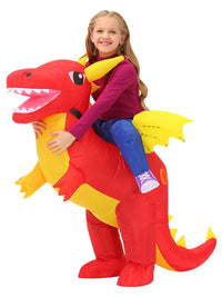 Inflatable Dinosaur Rider Costume for Kids and Adults - Halloween & Performance Outfit