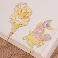 Hollow Carved Brass Flower Bookmark with Tassel, Chinese Style
