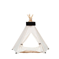 Wooden Pet Teepee Bed for Cats and Small Dogs, Foldable Indoor Pet Tent House