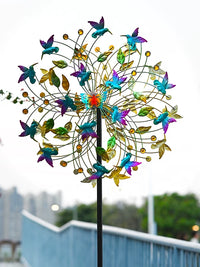 Solar-Powered Iron Art Bee Wind Spinner for Garden & Patio Decor