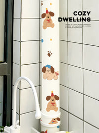 Cute Puppy Pipe Decorative Stickers for Kitchen Drain Pipe Cover-up and Beautification