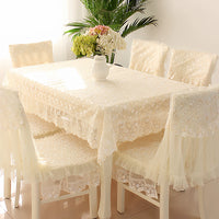 Elegant Lace Tablecloth and Chair Cover Set for Dining Tables