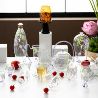Wisteria Blossom Heat-Resistant Glass Teapot Set with Gongdao Cup and Teacups