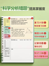 B5 Detachable Error Correction Notebook for Students, Thickened Paper, Ebbinghaus Method, Math English Study Organizer